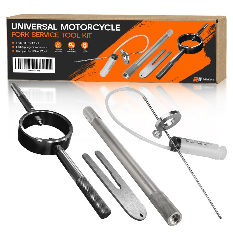 Universal Motorcycle Fork Service Tool KitFork Oil Level Tool Fork Spring Compressor and Damper Rod Bleed Tool Fork Maintenance Tool Set for Most Upside Down Street Bike Motorcycle Forks